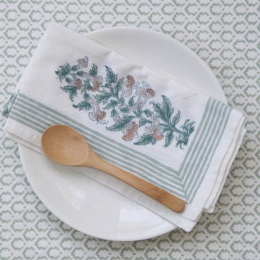Snowflake Gray & Green Napkins (Set of 4)