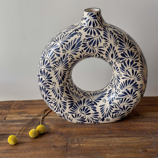 Blue Plumeado Ceramic Vase