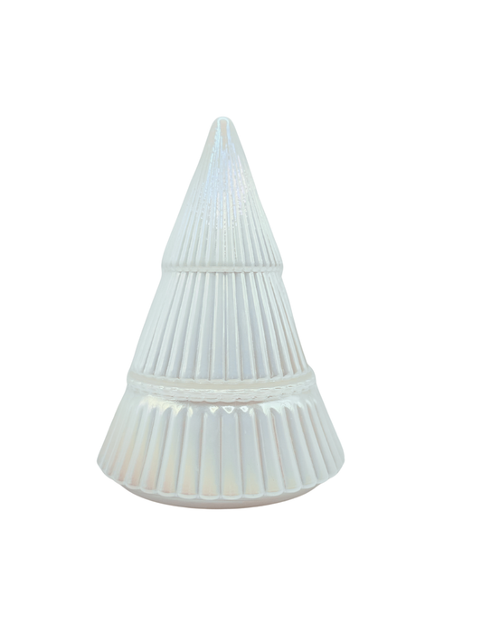 Winter Wonderland White Glass Tree Candle