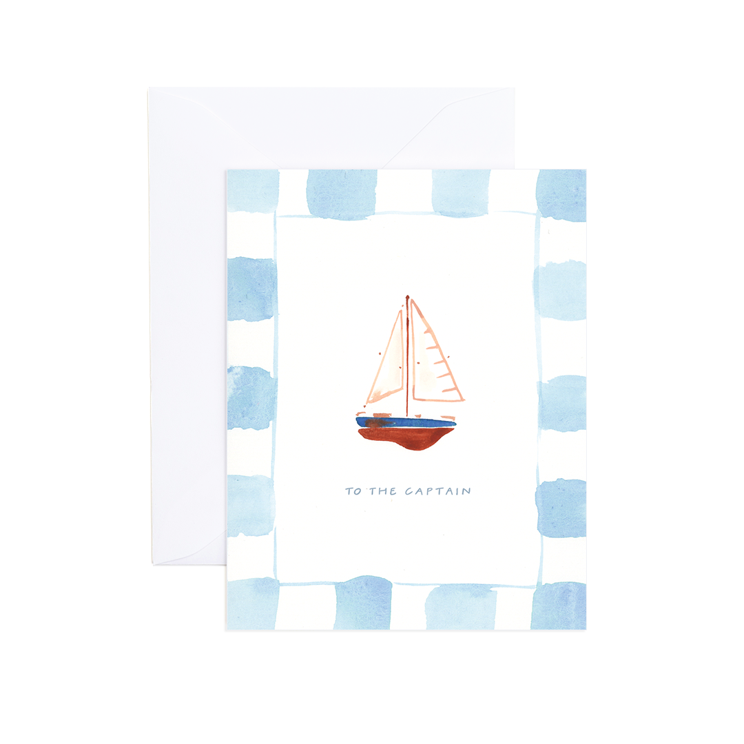 Braeden Watercolor Sailboat Captain Greeting Card