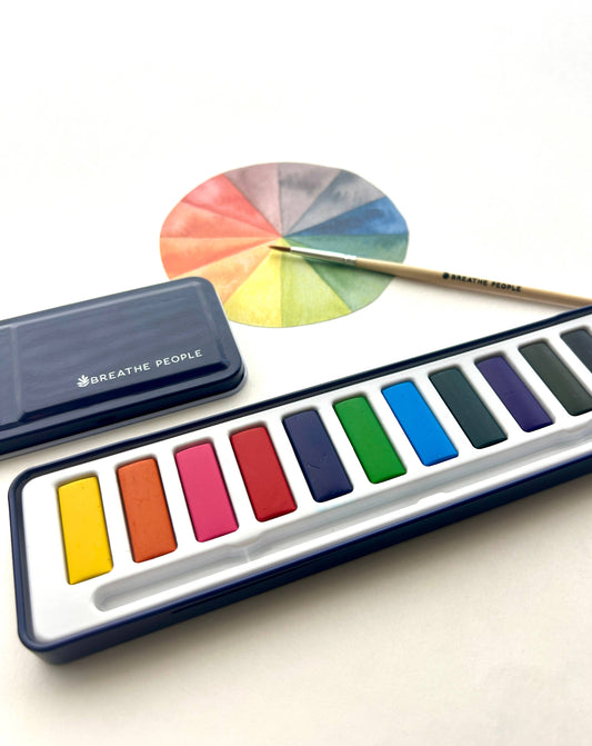 Watercolor Paint Set + Wood Paintbrush