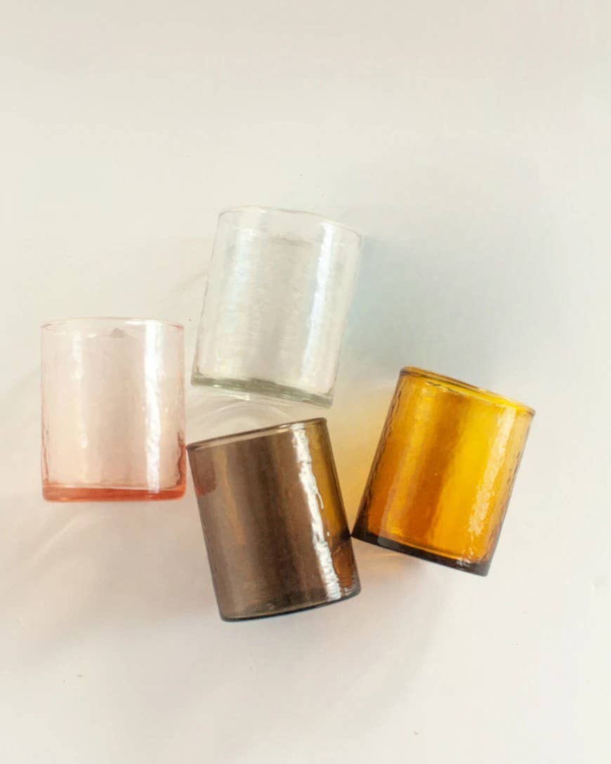 Handblown Hammered Glasses Clear