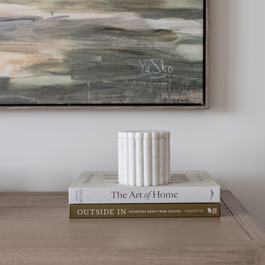Fluted Jar Canister White Marble
