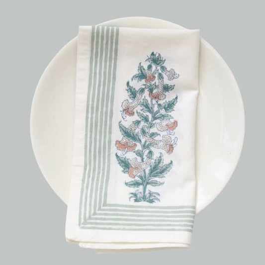 Snowflake Gray & Green Napkins (Set of 4)
