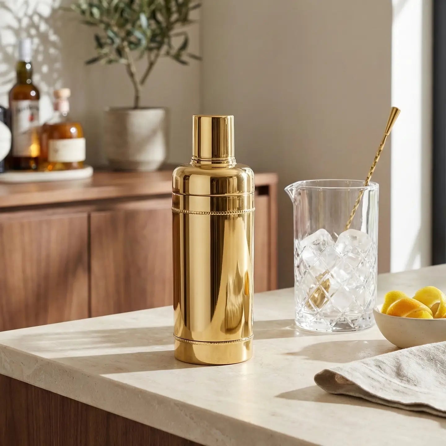 Beaded Gold Cocktail Shaker