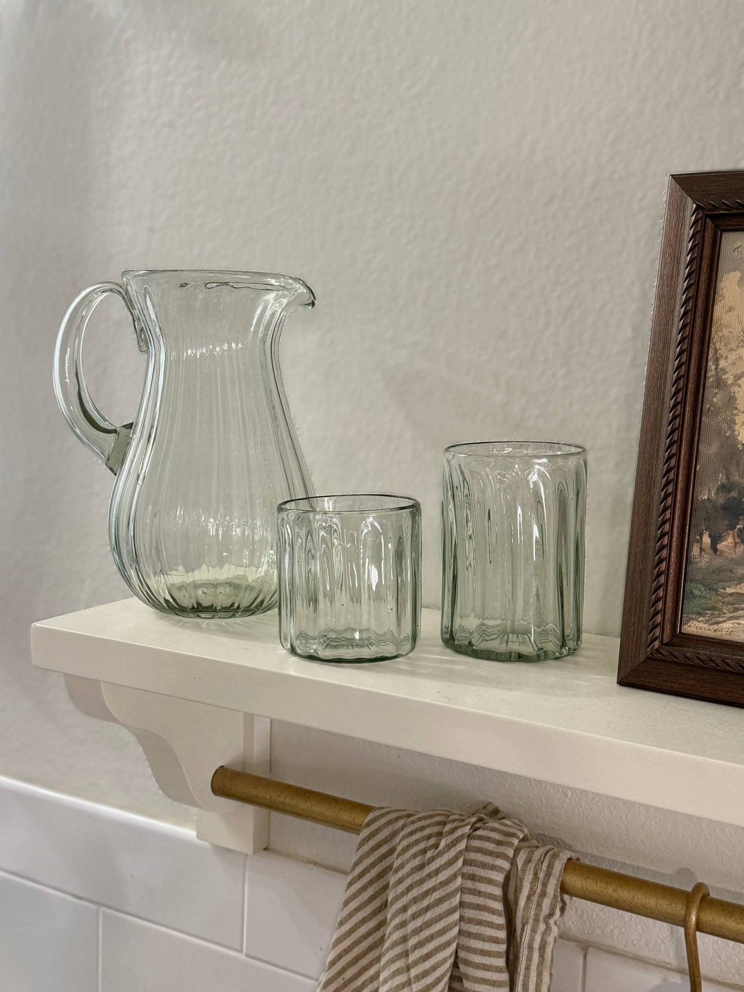 Handblown Fluted Pitcher