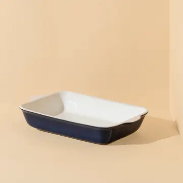 Stoneware Baking Dish White/ Cobalt Blue