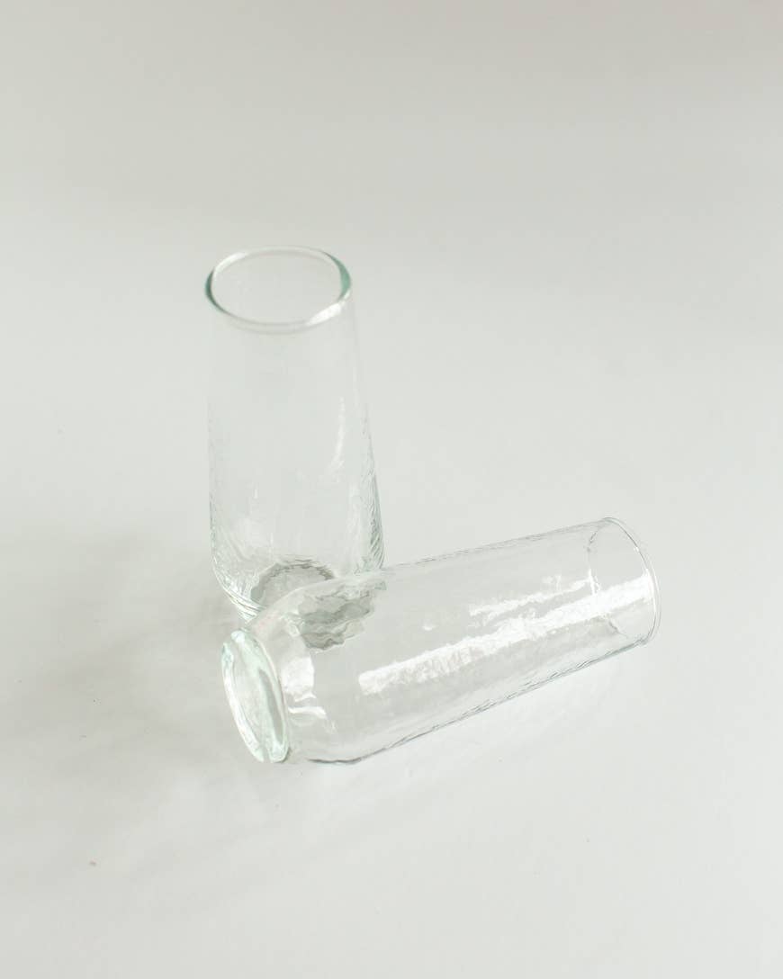 Handblown Hammered Champagne Flutes Clear