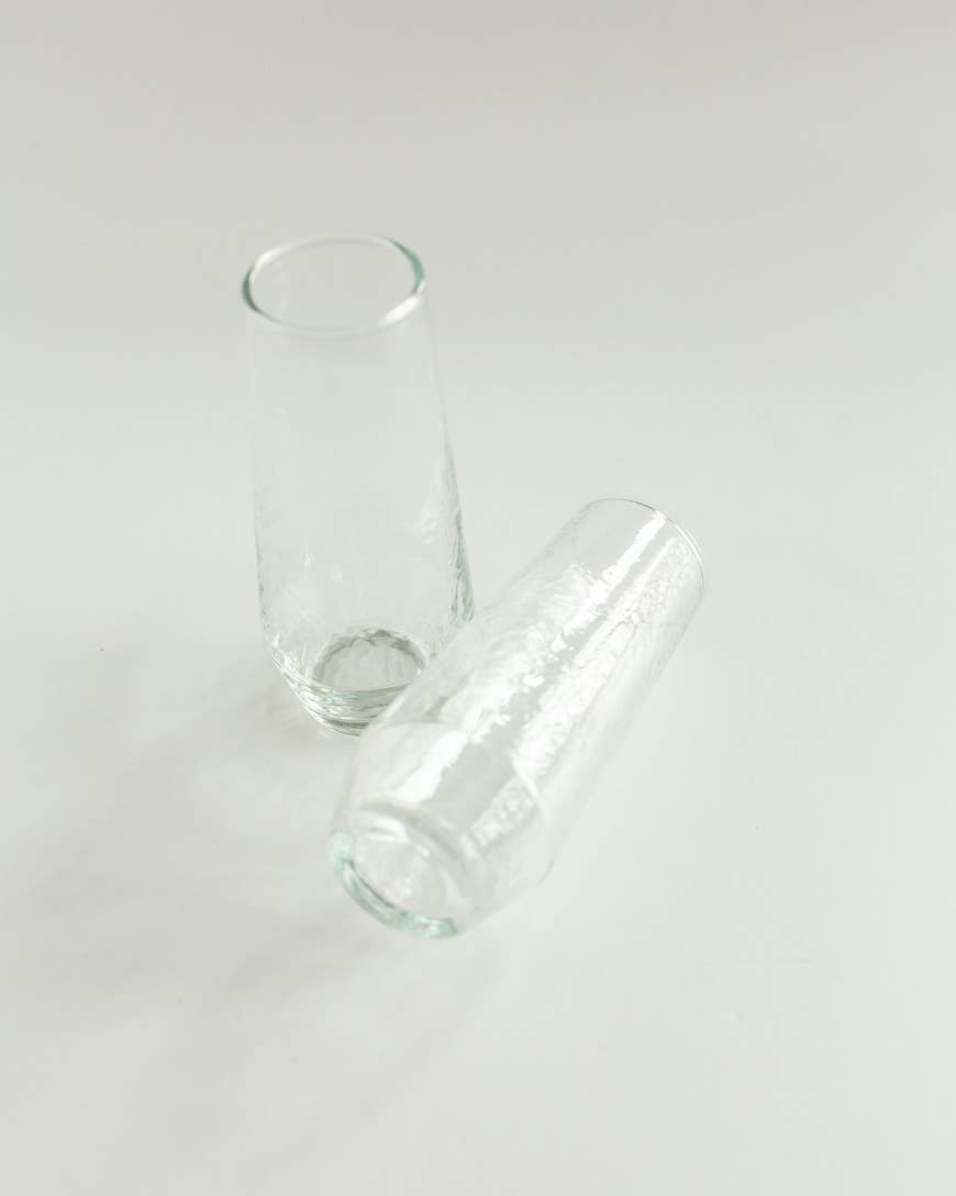 Handblown Hammered Champagne Flutes Clear