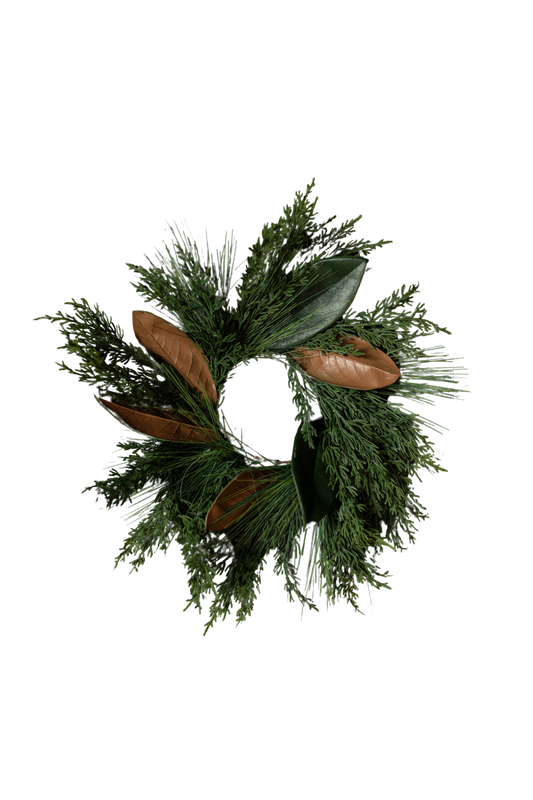 Magnolia Norfolk Cypress Mixed Real Touch Wreath - 14"