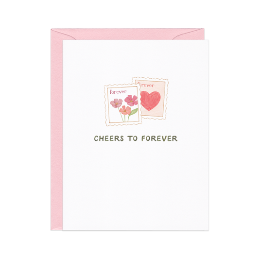 Cheers To Forever — Snail Mail Stamp Pun Wedding Card