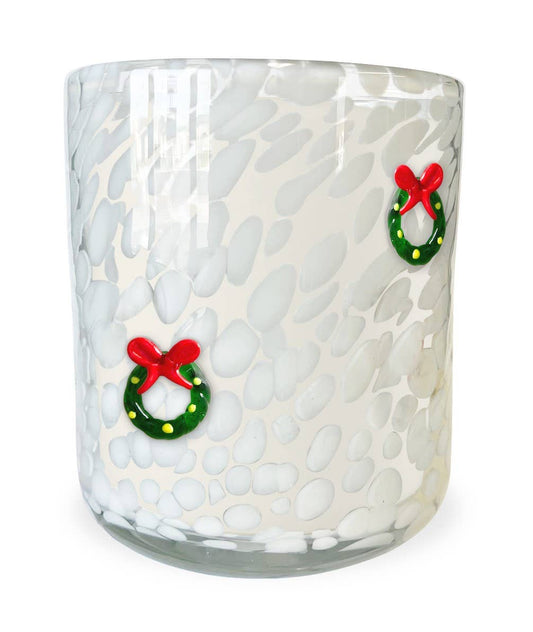 Mistletoe Wreath Holiday Confetti Icon Candle