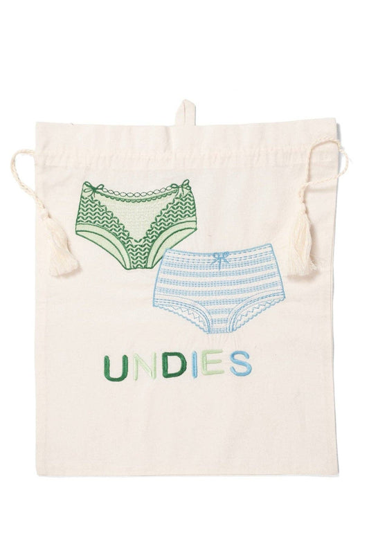 Lingerie Green and Blue Embroidered Travel Packing Bag