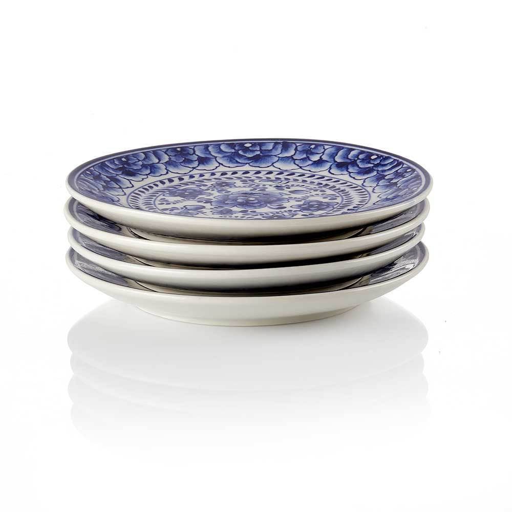 Indigo Bloom Ceramic Appetizer Plates
