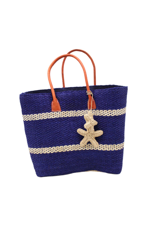 Dusk Havana Sisal Basket Bag with Starfish Charm Embellishment