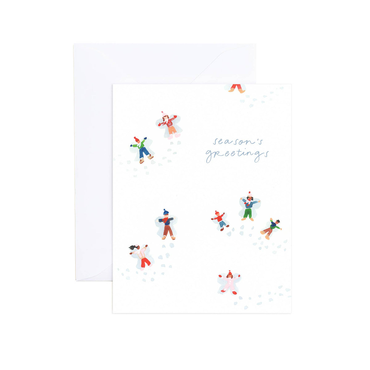 Ariel Watercolor Snow Angels Holiday Greeting Card