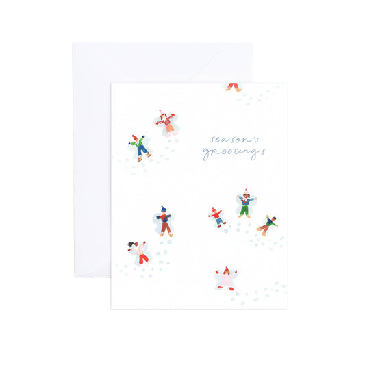 Ariel Watercolor Snow Angels Holiday Greeting Card