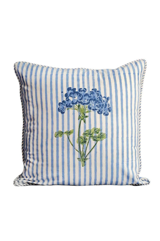 Blue Hydrangea Blockprint Pillow