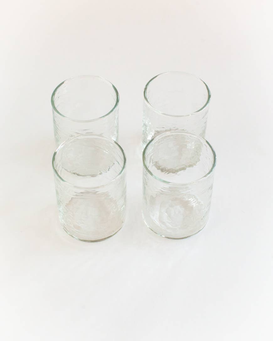 Handblown Hammered Glasses Clear