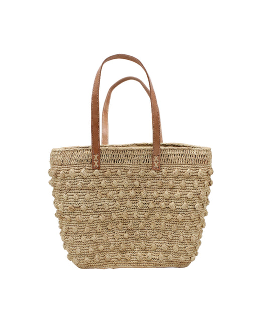 Natural Boucle Crochet Straw Basket Bag