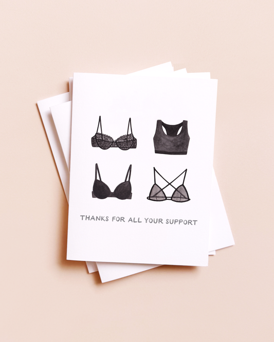 Thanks For The Support — Funny Bra Thank You Card