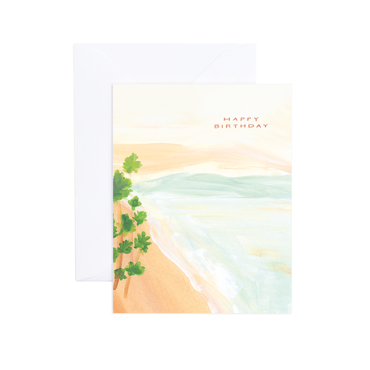 Elena Tropical Beach Watercolor Birthday Card