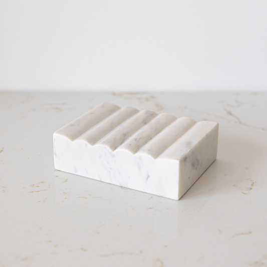 White Scalloped Marble Soap Dish