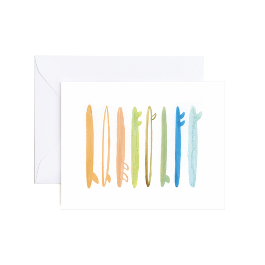 Watercolor Surfboards Blank Greeting Card