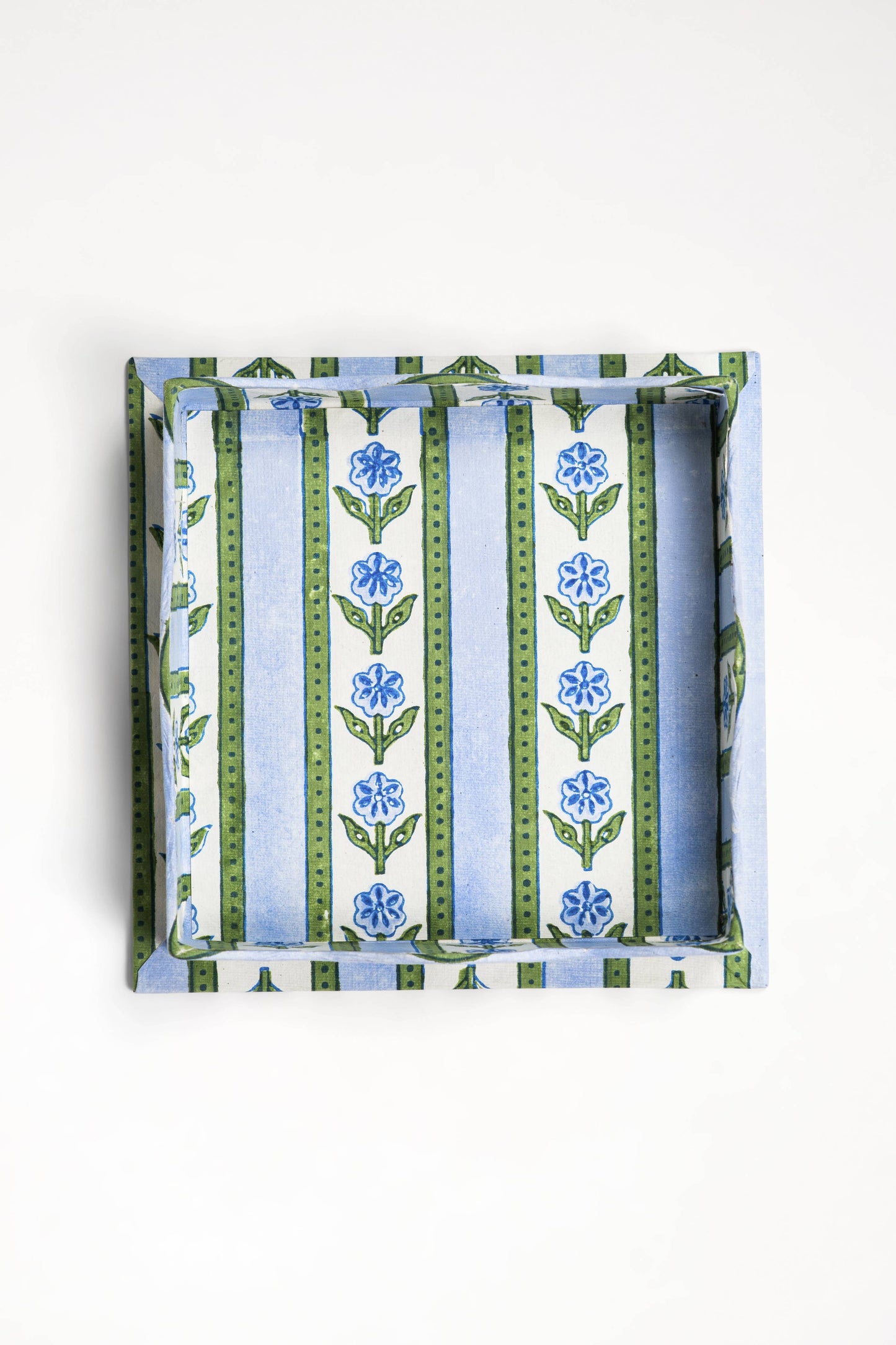 Scalloped Tray in Garden Blockprint - Small