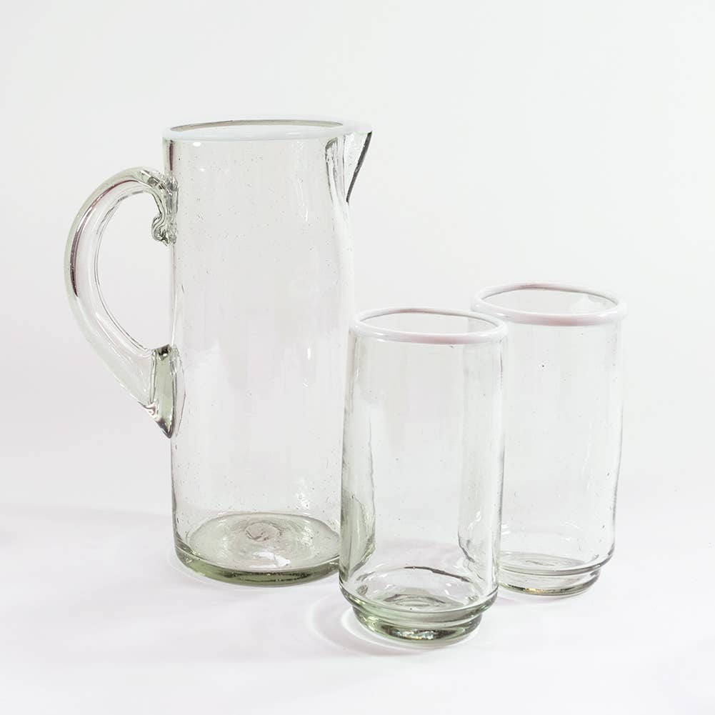Large White Rim Stacking Glass