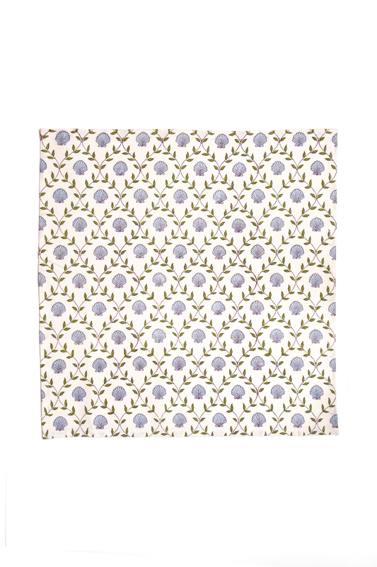 Seashell Blockprint Napkins, Set of 4: Blue