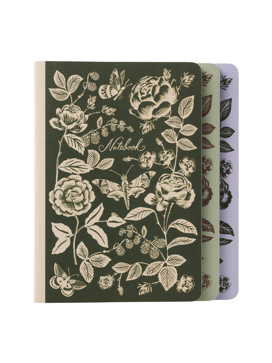 Assorted Set of 3 English Rose Notebooks