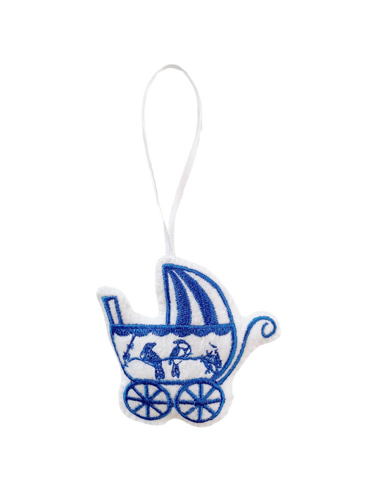 Baby Vintage Pram Ornament (Blue)