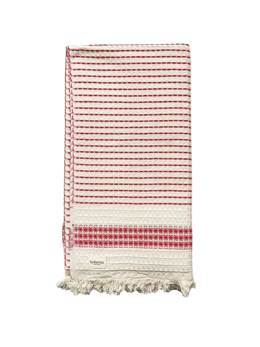 Milos Check Hammam Towel, Red
