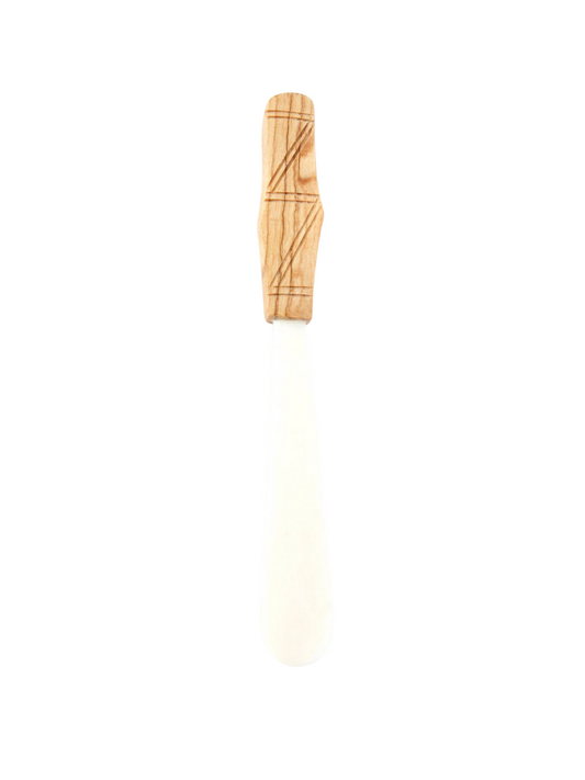 Cow Bone Butter Spreader with Carved Olive Wood Handle