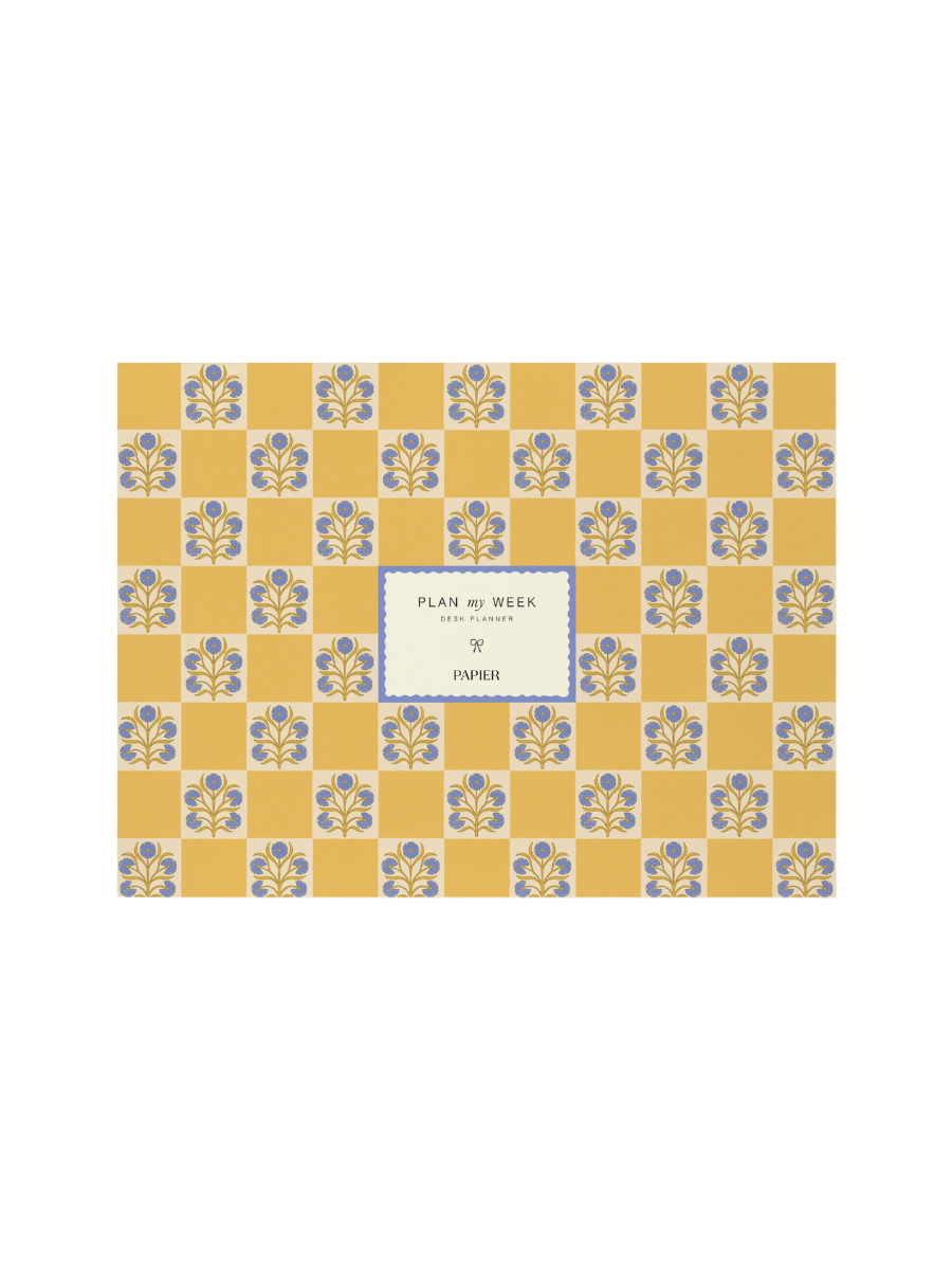 Floral Checkerboard Undated Weekly Desk Planner