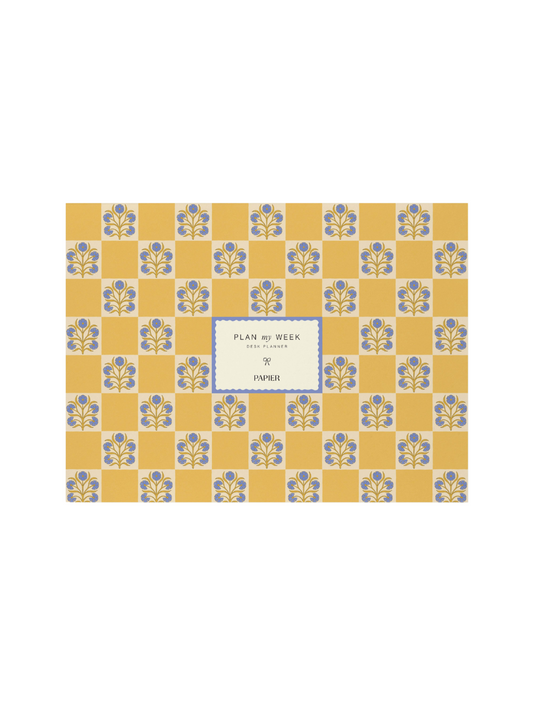 Floral Checkerboard Undated Weekly Desk Planner
