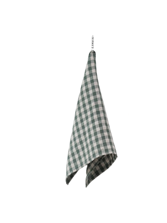 Forest Green Gingham European Linen Tea Towel