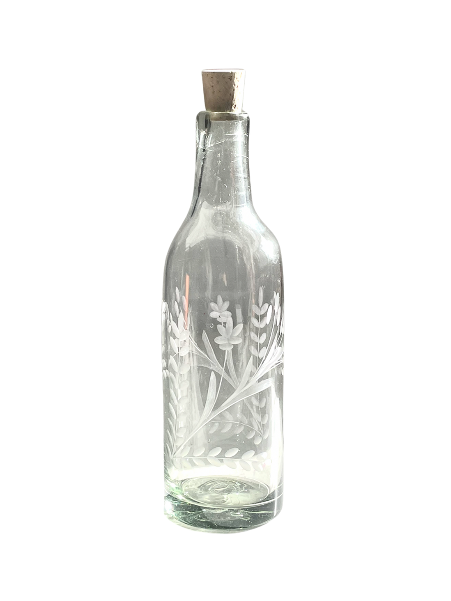 Hand-Etched Blown Bottle