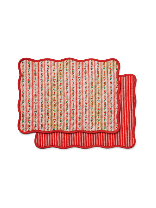 Holly Jolly Quilted Cotton Placemats, Set of 4