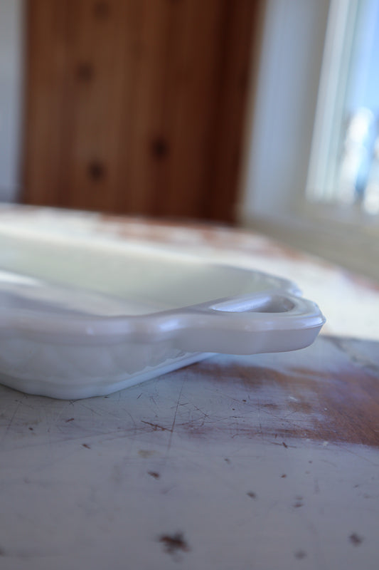 Vintage Fenton Glass White Tray