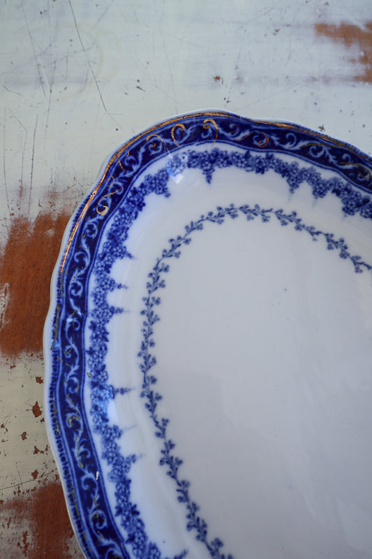 Vintage Sefton Flow Blue Oval Serving Platter