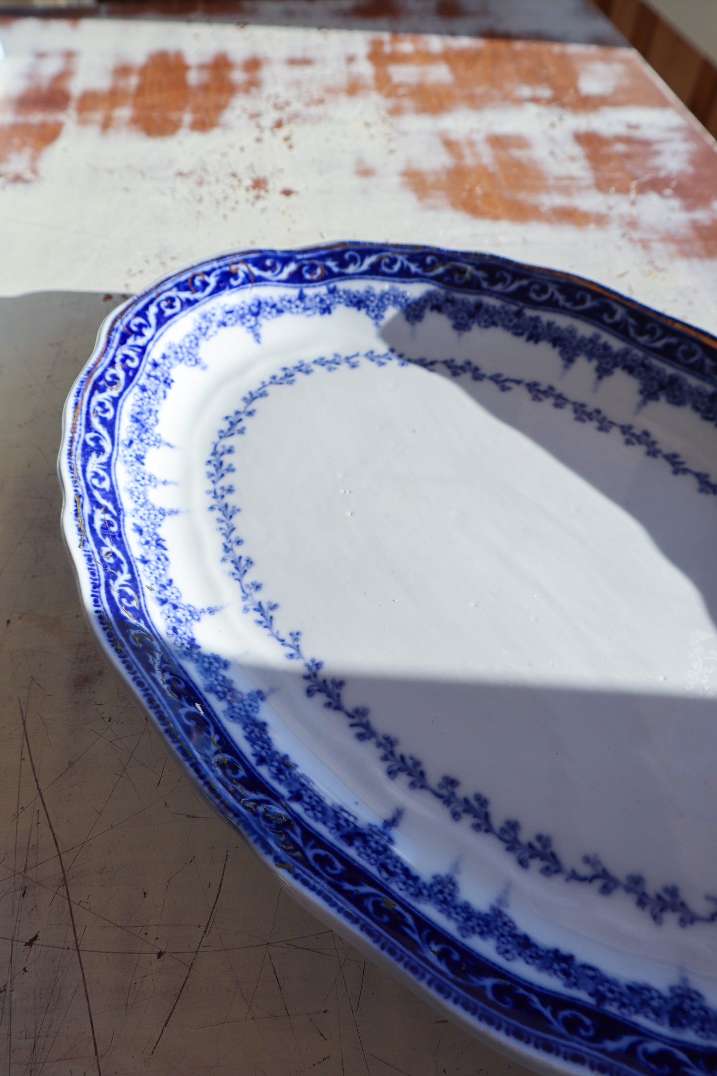Vintage Sefton Flow Blue Oval Serving Platter