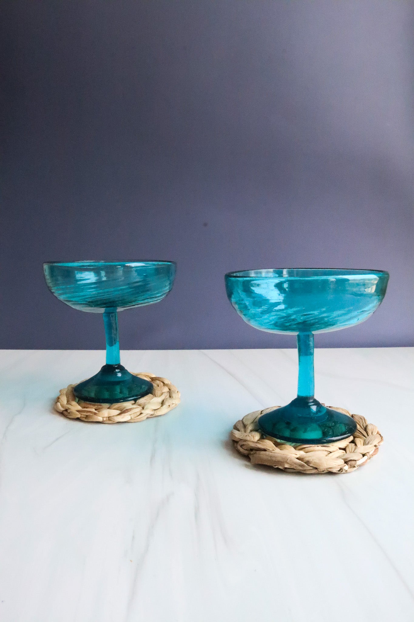 (Set of 2) Vintage Aqua Coupes