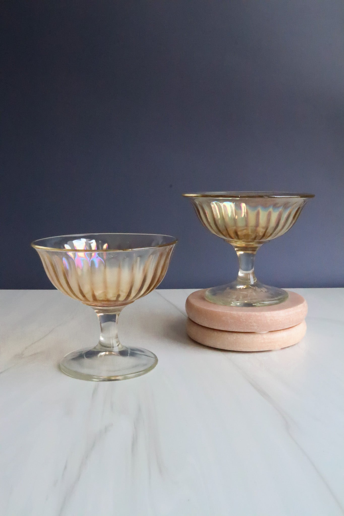 (Set of 2) Vintage Iridescent Shimmer Coupes