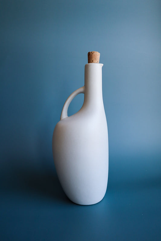 Canard White Stoneware Olive Oil Bottle