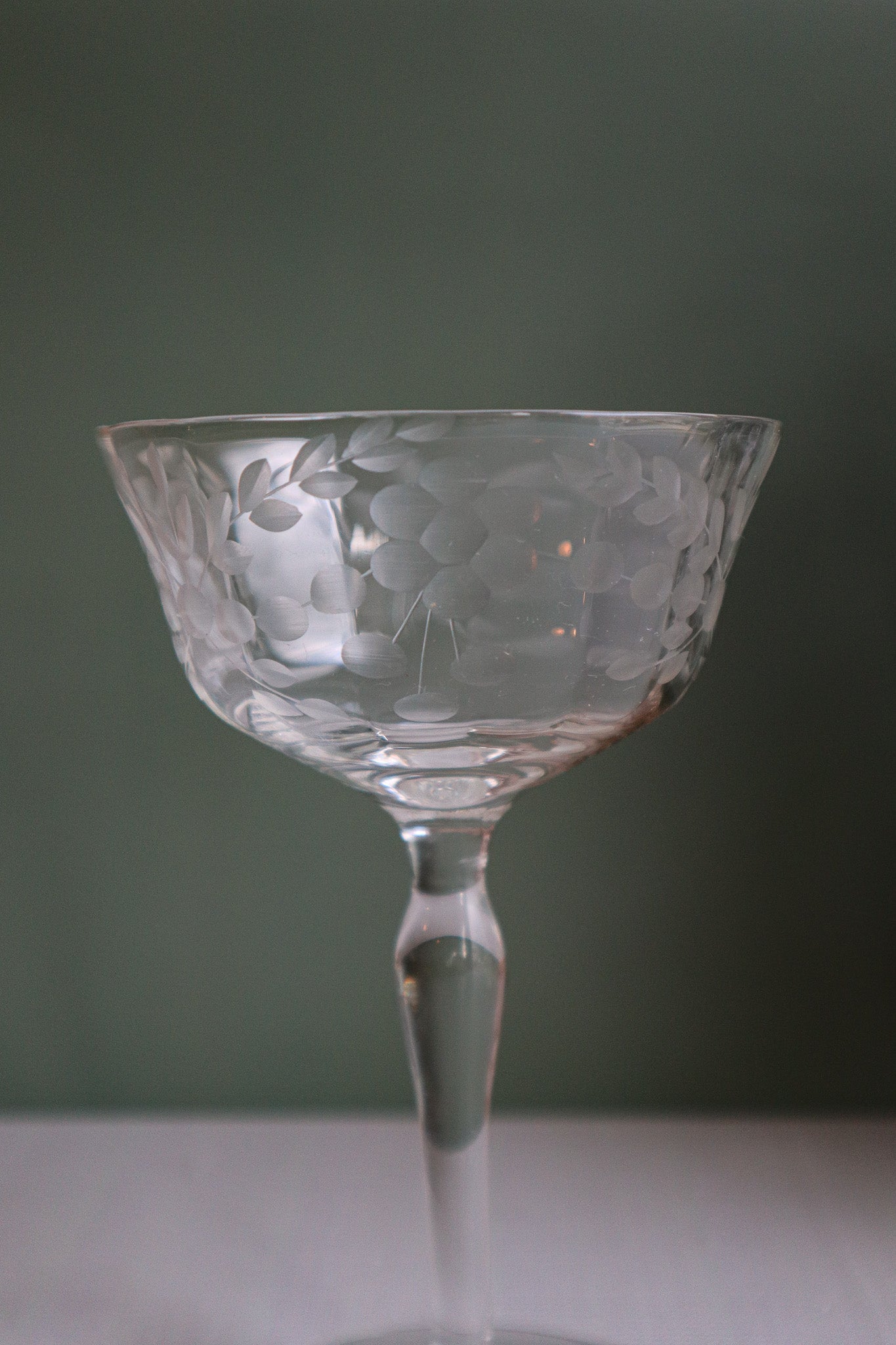 (Set of 2) Vintage Tall Bubble Etched Coupes