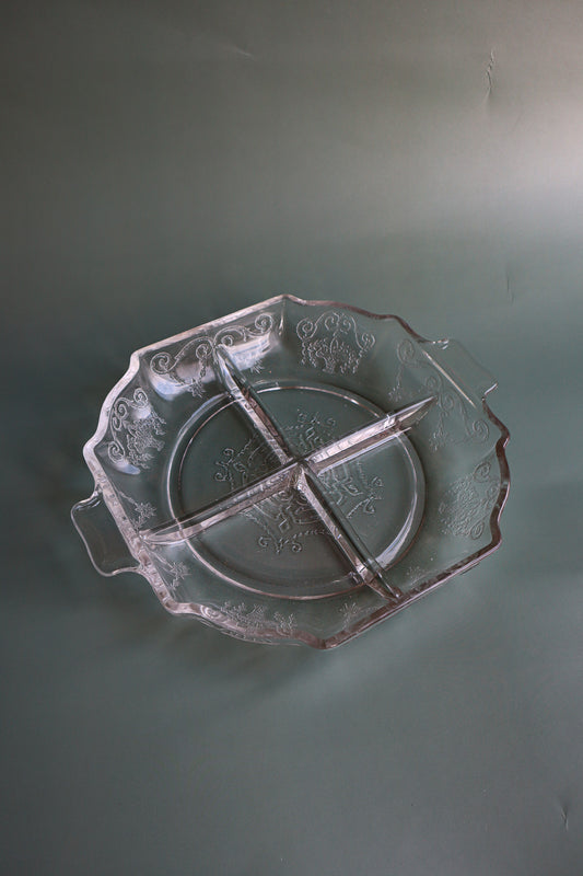 Vintage Etched Divided Dish