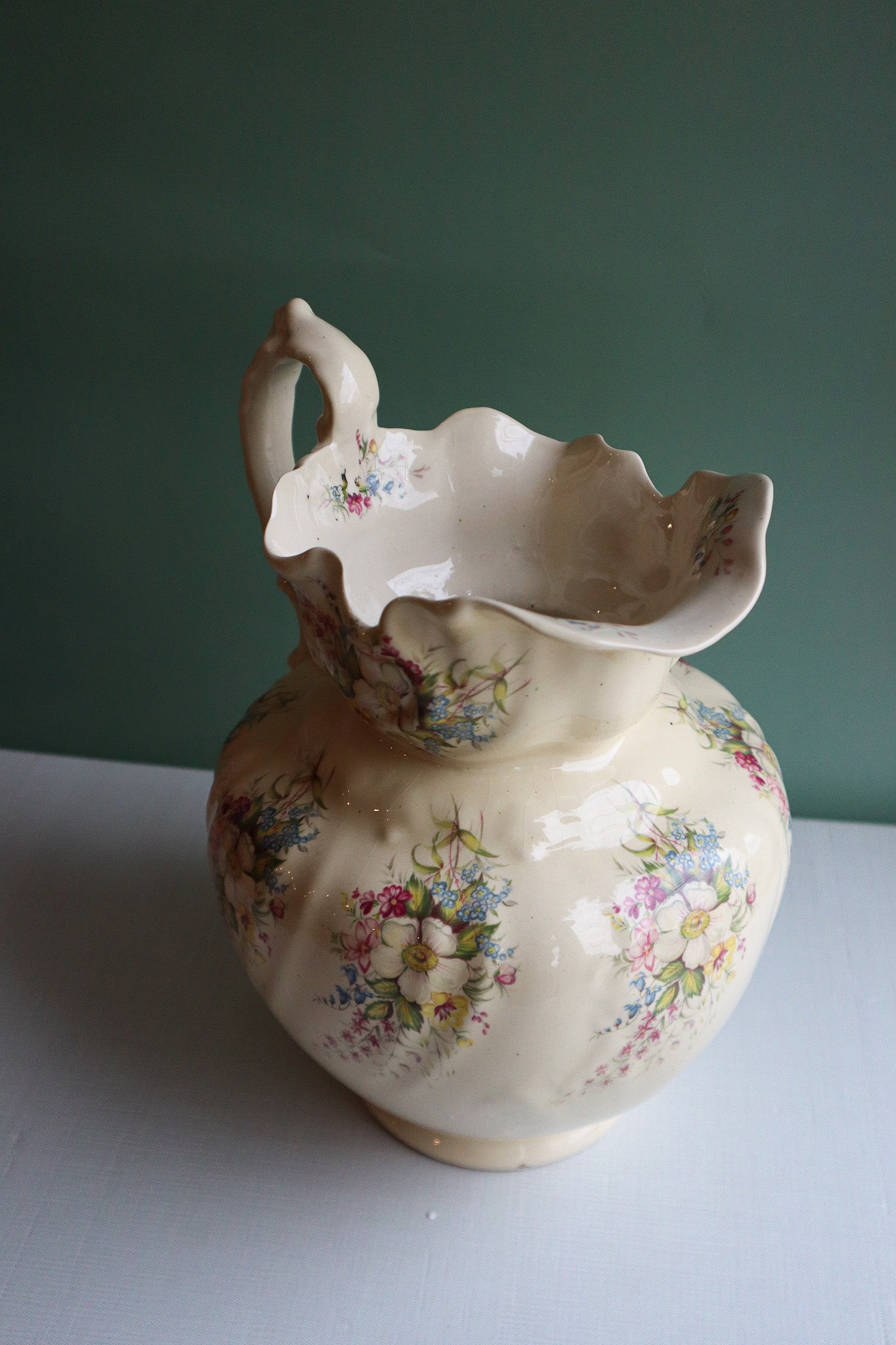 Vintage Ceramic Floral Water Pitcher