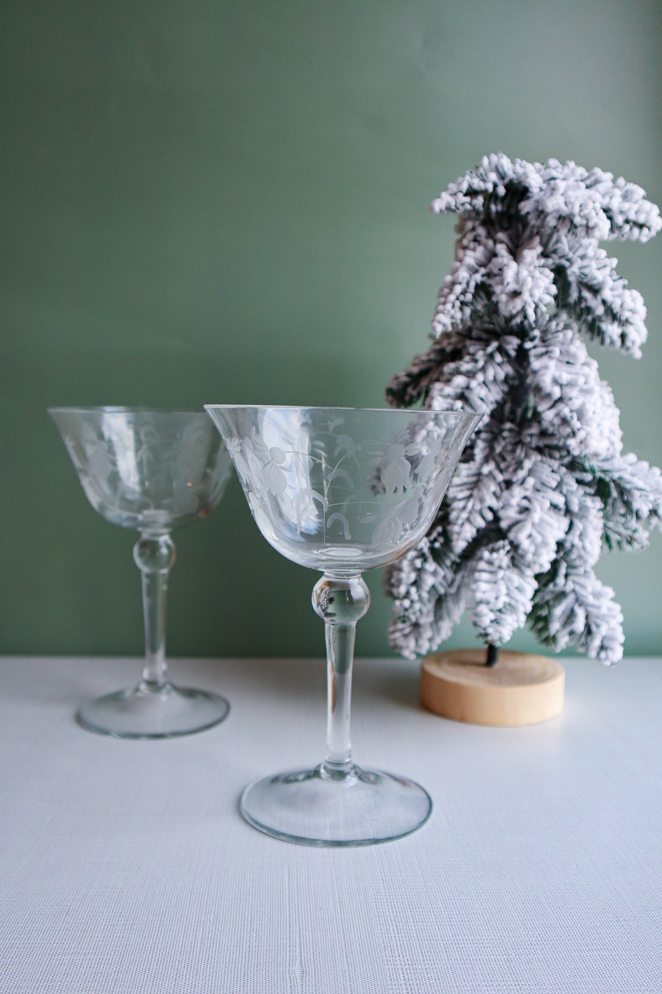 (Set of 2) Vintage Etched Coupes